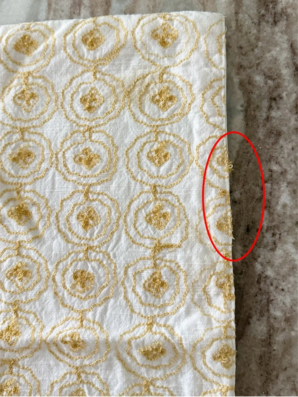 Set of 4 Floral Cloth Embroidered Placemats in Yellow & White